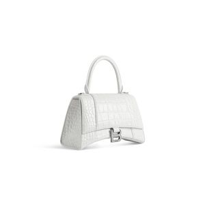 BALENCIAGA - LIKE NEW - small crocodile handbag, embossed in white